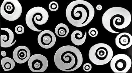 Silver Swirls and Circles on Black