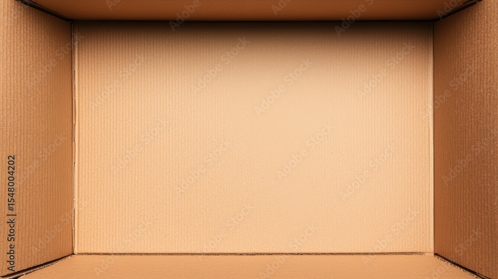 Poster empty cardboard box interior with textured walls for packaging and storage applications in various i