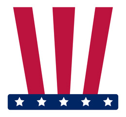 Obraz premium Red and blue patriotic hat with white stars and stripes representing United States national colors, celebrating Independence Day and American spirit