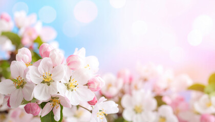 Fototapeta premium Delicate blossoms in soft pink and white create serene atmosphere