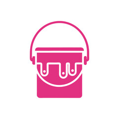 Pink Paint Can Icon with Dripping Paint Isolated on White Background Simple Minimalist Design Element for Painting