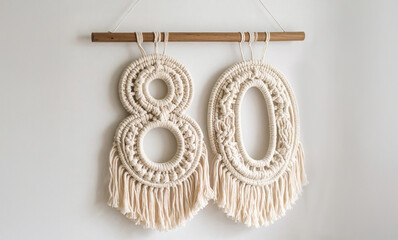 Chiffre 80 en macramé 