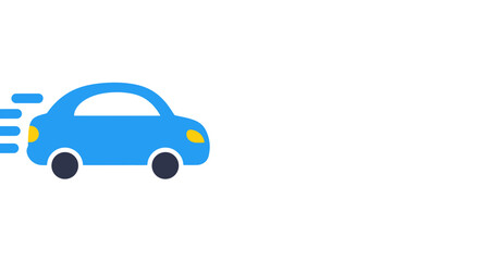 Blue car in motion on white background representing transportation  