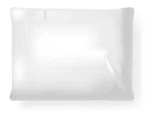Realistic white rectangular pillow casting a subtle shadow on a clean white background, providing a simple yet effective visual for comfort, rest, and sleep related themes