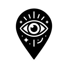 Mystic Location Marker with All-Seeing Eye – Vector Pin Icon