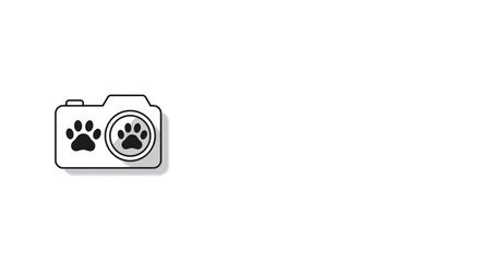 Camera with paw prints symbolizing pets in summer  