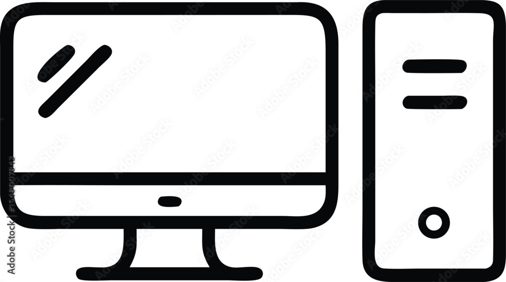 Poster simple desktop computer icon isolated on white background