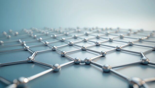Graphene molecular grid, graphene atomic structure concept, hexagonal geometric form, nanotechnology background 3d rendering