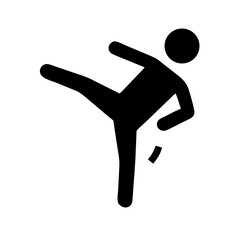 Silhouette Illustration of a Person Kicking. Illustration on a white canvas