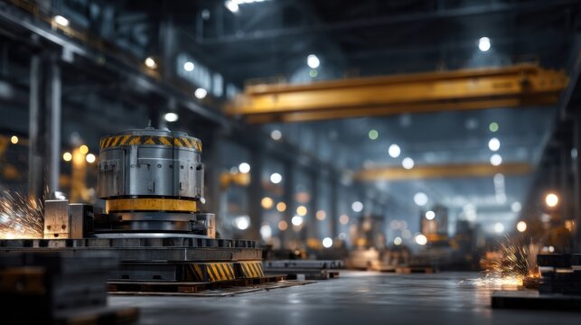 Immerse Yourself in the Heart of Industry A Captivating Scene of Heavy Machinery Metalworking and Industrial Power Emphasizing Precision and Skilled Labor