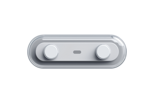 A sleek, modern speaker with two knobs. It presents a minimalist design, perfect for technology or product visuals - Powered by Adobe