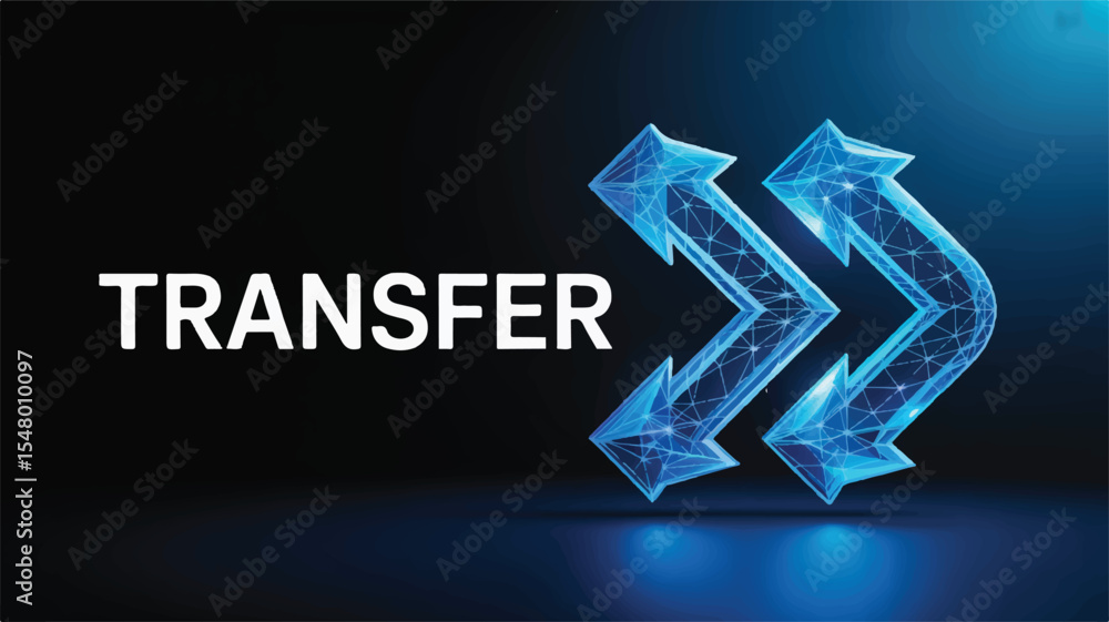 Poster seamless transfer concept: a stylized depiction of transfer, featuring dynamic arrows suggesting mov