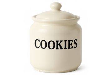 Cookies jar with lid on transparent background keeping content fresh