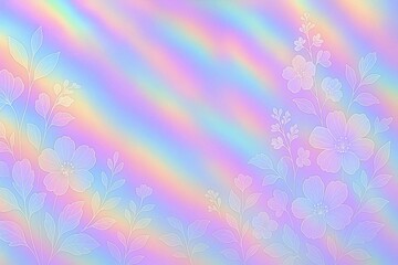 Pastel Rainbow Floral Line Art Background.