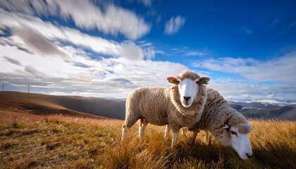 Obraz premium merino sheep with sky