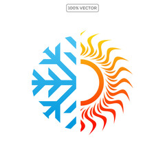 hvac logo template with sun and snowflake concept transparant background template