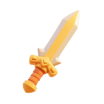Fototapeta Cartoonish yellow sword, stylized hilt