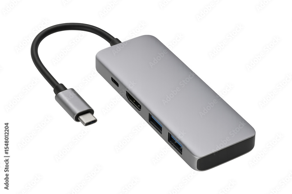 Poster modern multiport usb hub adapter with transparent background