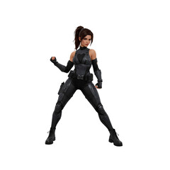 Obraz premium Powerful Female Soldier in Combat Gear Ready for Action