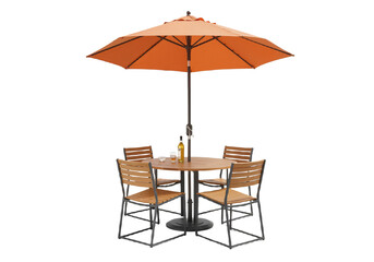 Outdoor Patio Furniture Set with Table, Chairs, and Umbrella for Garden or Terrace Decor, Isolated on a Transparent Background PNG