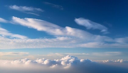 Obraz premium ethereal sky with tranquil wisps of cloud formation during daylight hours