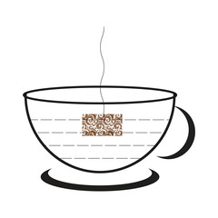 Tea cup and hot tea illustration vector design.