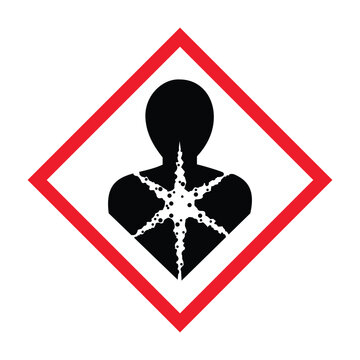 GHS08 Health hazard warning sign symbol icon.GHS hazard pictograms. Long term health hazard safety sign. Substances that are toxic to health, carcinogenic, toxic to the reproductive system. Vector
