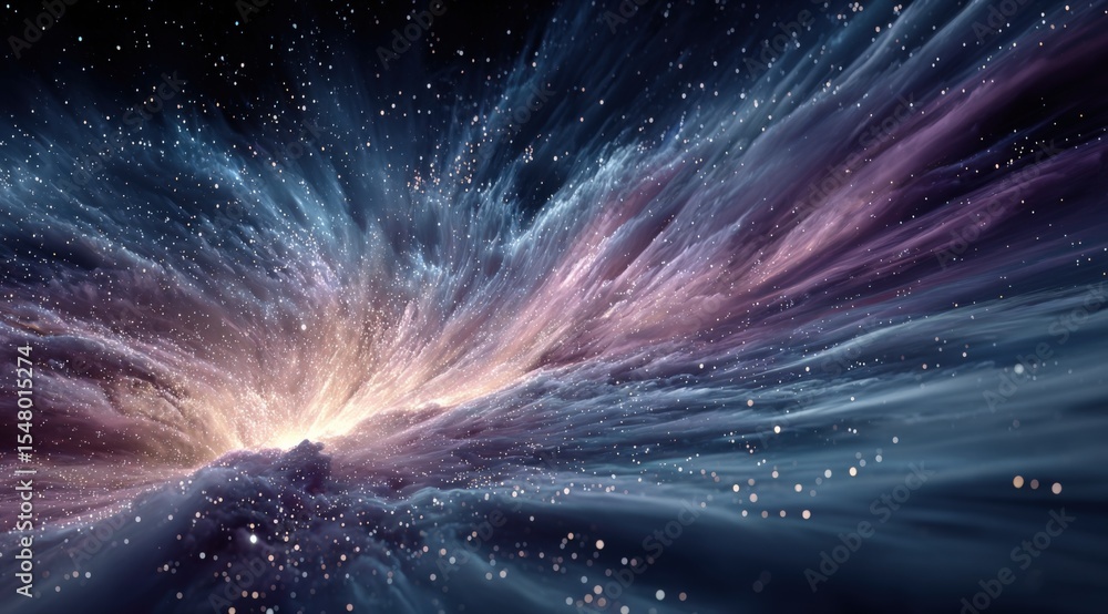 Poster stunning cosmic galaxy nebula with colorful interstellar clouds and bright stars in deep space depic