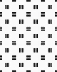 Repeating black lines create a contemporary seamless pattern on a clean white backdrop, ideal for fabric or wallpaper designs