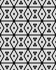 Stylish geometric design composed of diamonds and triangles arranged in a seamless pattern, showcasing a modern monochrome aesthetic