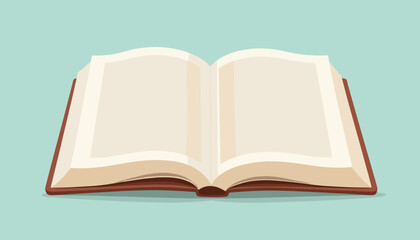 Open book on teal background in flat design style  