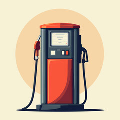 Vintage fuel pump with nozzle and display in retro style  