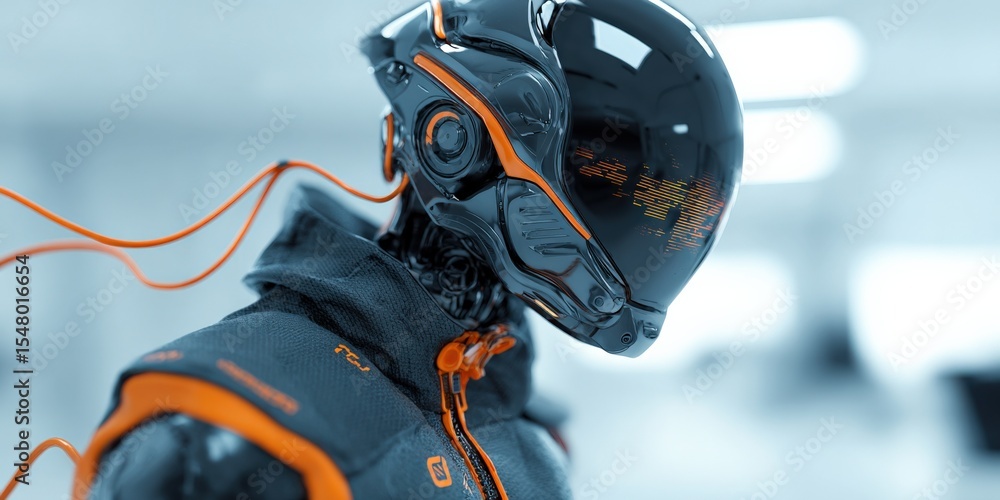 Aufkleber advanced futuristic motorcycle helmet with integrated electronic display high-tech design and sleek 