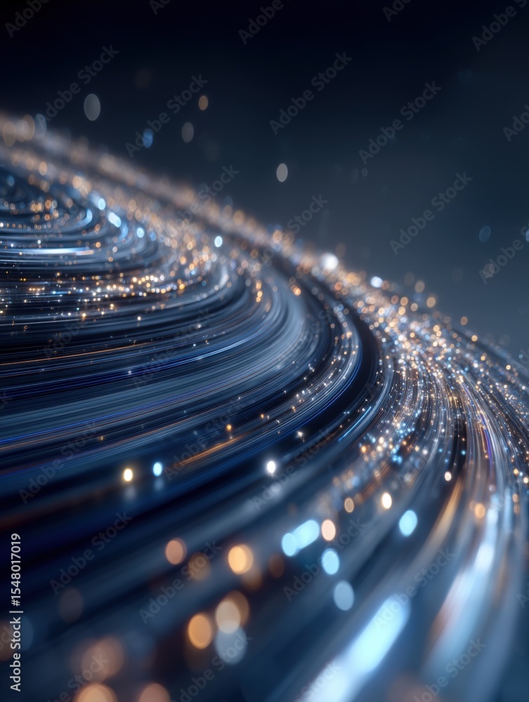 Aufkleber abstract motion blur of vibrant light trails and glowing particles on a dark background creating dyn