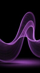 Abstract purple wave design against a stark black background with a shadow effect.