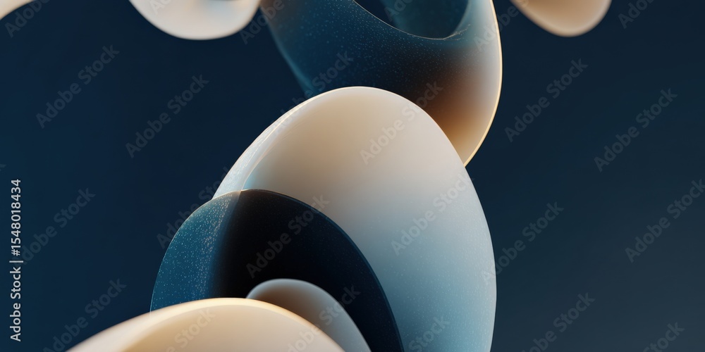 Poster Close-up of a collection of smooth spheres with varying sizes in neutral tones, arranged on a dark background showcasing minimalistic design and modern aesthetic