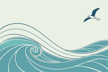 Abstract minimalist soft blue wave pattern