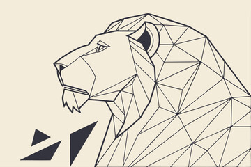 Geometric lion head design angular shapes cmyk colors