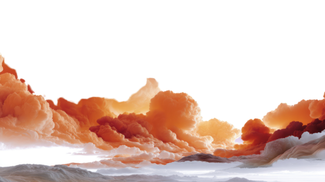 Celestial Canvas: Swirling clouds of vibrant orange hues dance across the sky, evoking a sense of awe and serenity.
