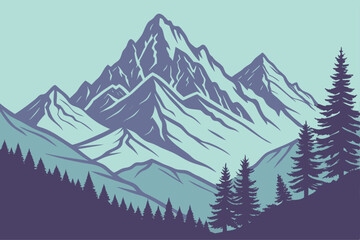 Minimalist geometric mountain range vector illustration