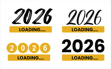 Four 2026 loading icons isolated on white background