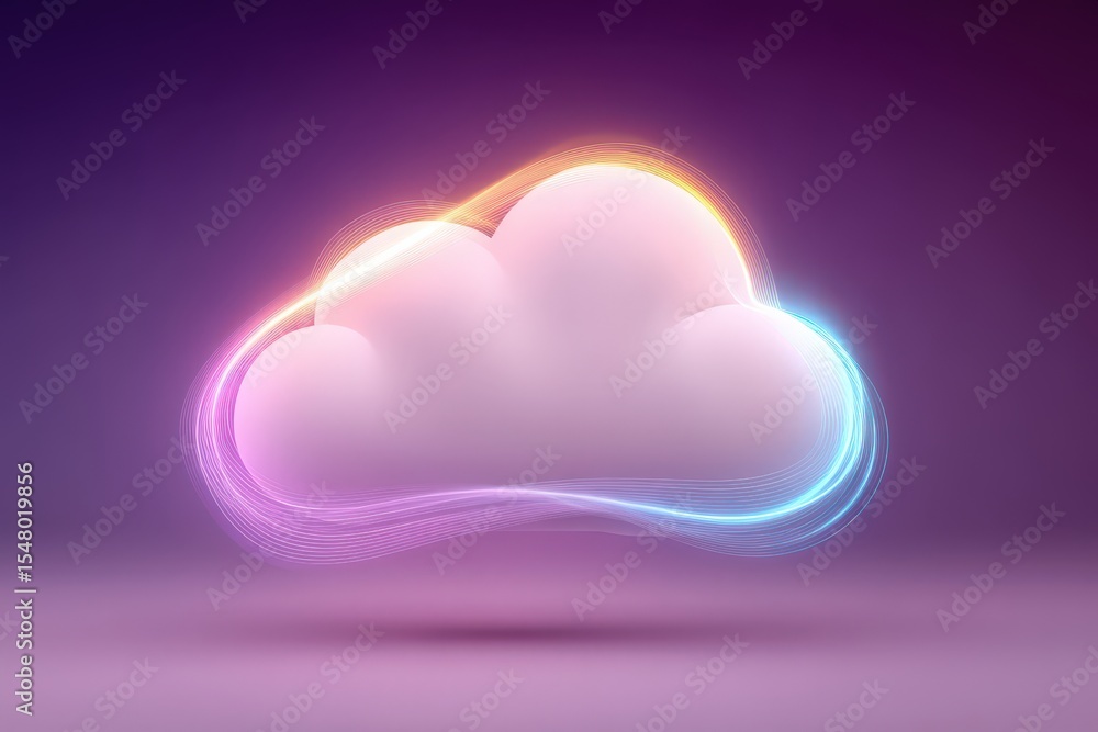 Aufkleber ethereal cloud illustration with flowing lines in vibrant colors creating a digital aesthetic repres