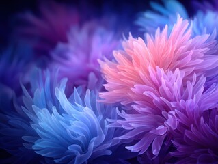 Colorful Abstract Design with Delicate Floral Patterns in Shades of Purple and Pink, Capturing the Essence of Nature and Modern Art Aesthetics