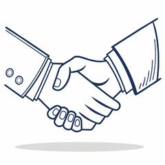 Fototapeta premium A minimalistic vector of two hands shaking, outlined with smooth curves, symbolizing agreement, partnership, or collaboration in clean design.