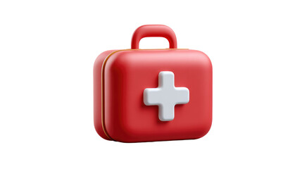 Emergency Kit: An icon of medical safety, a red first aid kit, symbolizing care, protection, and healthcare assistance, conveying a sense of readiness in emergencies.