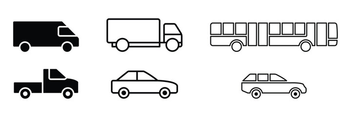Car transport icon. Car symbols. Car icon editable vector, isolated on white background