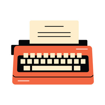 Retro Typewriter Vector Illustration Vintage Writing Machine