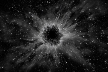 Abstract galaxy with star explosion effect in black and white