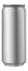 Photorealistic aluminum can resting on a white background, ideal for highlighting various designs and branding concepts. Perfectly suited for product mockups and marketing materials