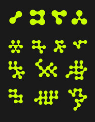 Rave futuristic shapes set. Surreal geometric shapes, abstract backgrounds and patterns, wireframe, cyberpunk elements. Vector elements and signs in trendy style.